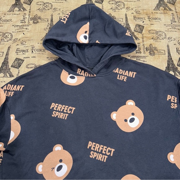 House Brand Bears Faces Perfect Spirit Dark Grey Hoodie Sweater Size M - Picture 5 of 13